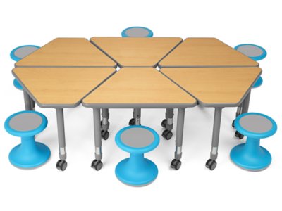 Flex-Space Wobble Chair & Wedge Desk Zone - Gray