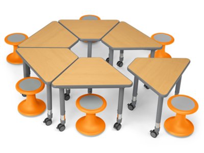 Flex-Space Wobble Chair & Wedge Desk Zone - Orange