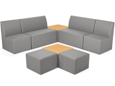 Modern Edge Couch & Powered Table Community Zone - Slate Gray