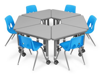 Flex-Space Mobile Wedge Student Desk&nbsp;- Gray