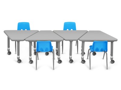 Flex-Space Mobile Wedge Student Desk&nbsp;- Gray