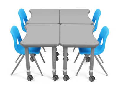 Flex-Space Mobile Student Desk with Book Box&nbsp;- Gray