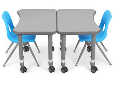Flex-Space Mobile Student Desk with Book Box&nbsp;- Gray