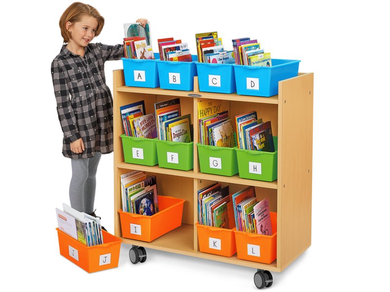 FlexSpace Mobile Book Bin Storage Center Modern Maple at Lakeshore
