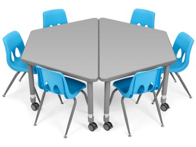 Flex-Space Mobile Trapezoid Table&nbsp;- Gray