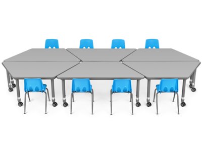 Flex-Space Mobile Trapezoid Table&nbsp;- Gray