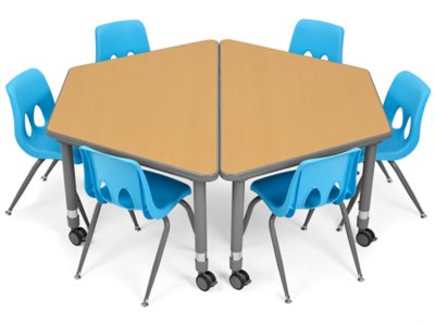 Flex-Space Mobile Trapezoid Table&nbsp;- Maple