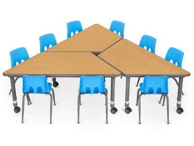 Flex-Space Mobile Trapezoid Table&nbsp;- Maple