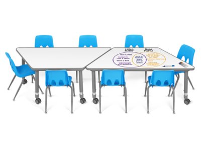 Flex-Space Write&nbsp;& Wipe Mobile Trapezoid Table