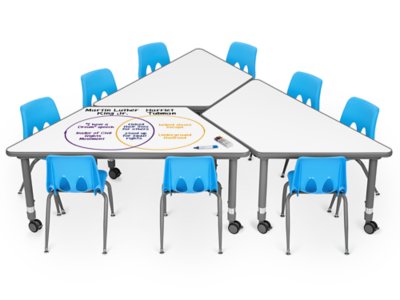 Flex-Space Write&nbsp;& Wipe Mobile Trapezoid Table