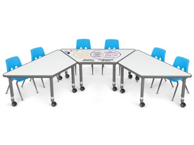 Flex-Space Write&nbsp;& Wipe Mobile Trapezoid Table