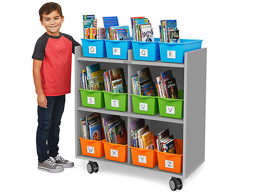 Flex Space Mobile Book Bin Storage, Bin Storage Bookcase