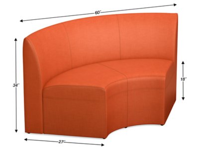 Modern Edge Modular Curved Couch - Autumn Orange