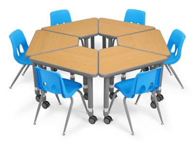 Flex-Space Mobile Wedge Student Desk&nbsp;- Maple