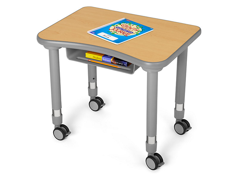 Flex-Space Mobile Student Desk with Book Box - Modern Maple at 