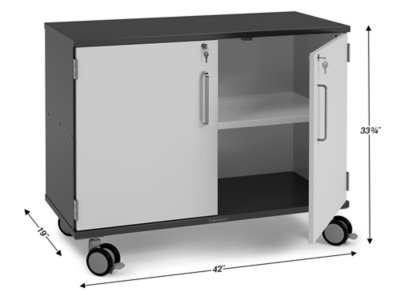 Modern Edge Mobile <span style="white-space: nowrap;">2-Shelf</span> Locking Storage Cabinet