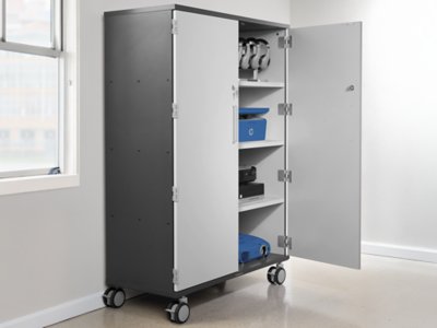 Modern Edge Mobile <span style="white-space: nowrap;">4-Shelf</span> Locking Storage Cabinet