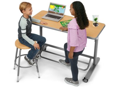 Flex-Space Mobile Standing Desk for Two&nbsp;- Maple