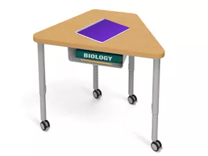 Modern Edge Mobile Trapezoid Student Desk with Book Box 