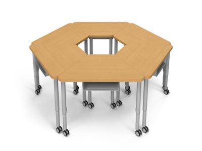 Modern Edge Mobile Trapezoid Student Desk with Book Box 