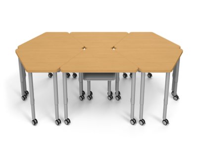Modern Edge Mobile Trapezoid Student Desk with Book Box 