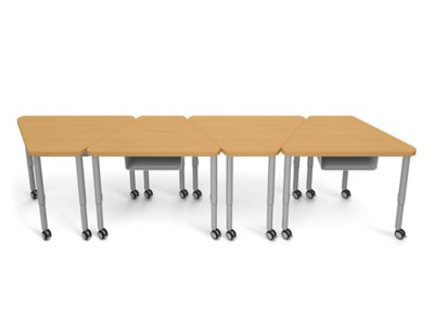 Modern Edge Mobile Trapezoid Student Desk with Book Box 