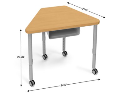 Modern Edge Mobile Trapezoid Student Desk with Book Box 