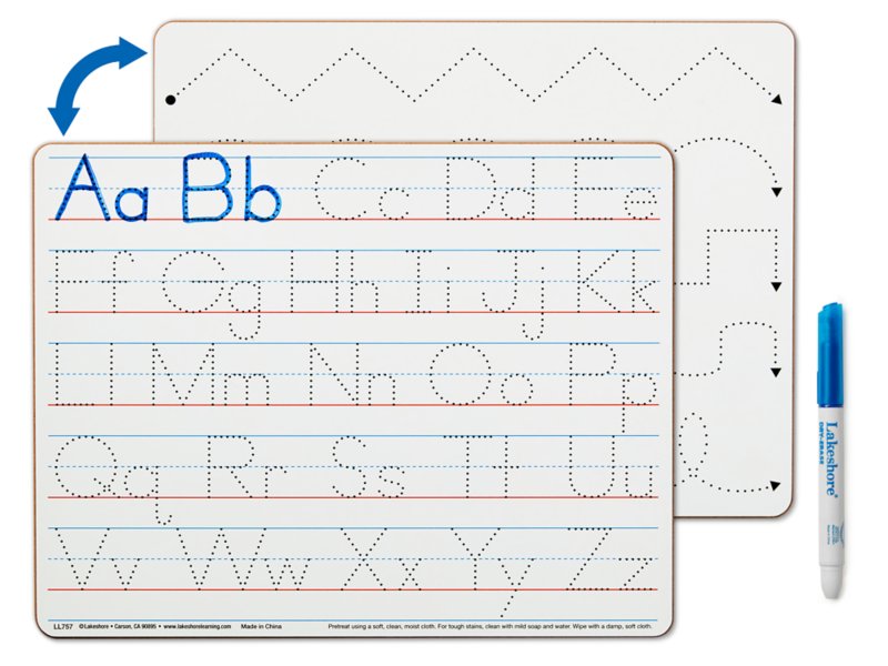 ZazzyKid Handwriting Practice Board - Double Sided Cursive & Printing Dry Erase Tracing