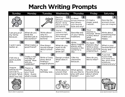 March Writing Prompts | Journal Prompts | Lakeshore®