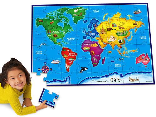 Magnetic World Map Puzzle English Version 92 pieces (wood)