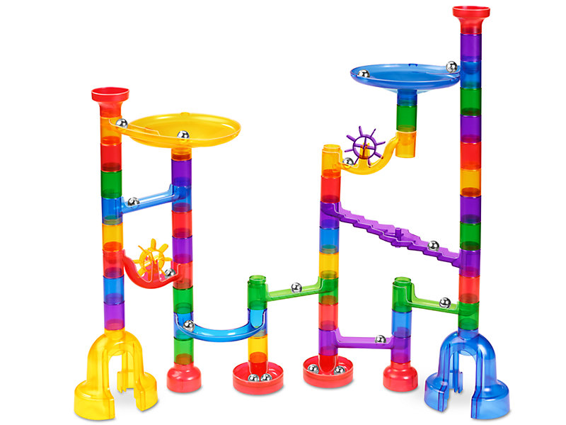 Marble Ball Run Wooden Tower Construction Track Game Educational Kids Toy Welcom 