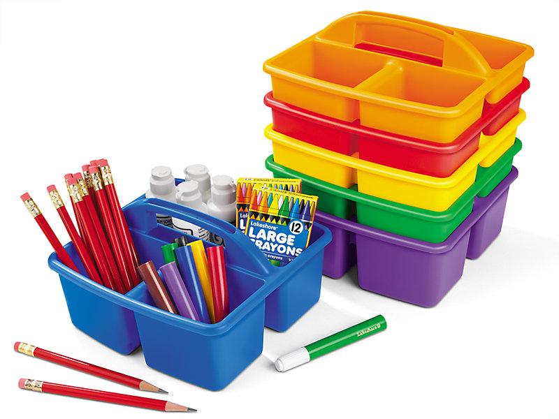 PUZZLE EZ Crayon Organizer and Storage Lazy Susan School Art Supplies Caddy  | Rotating Kids Desk Organizer Rainbow Color Bins | Pencil Marker Storage