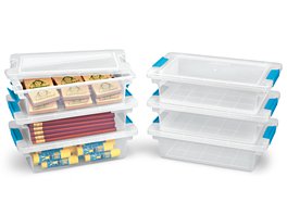 SPC Multipurpose Plastic Rectangular Stackable Organizer Storage Container  Box (Transparent, Large Size Box - Pack of 2)