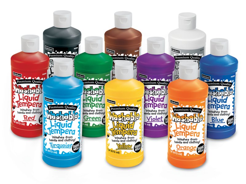 Lakeshore Fully Washable Liquid Tempera Paint - Pint - Set of 10 Colors