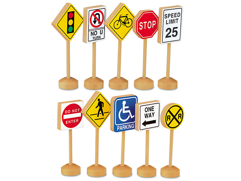7" Block Play Traffic Signs G309 by Guidecraft for sale online 