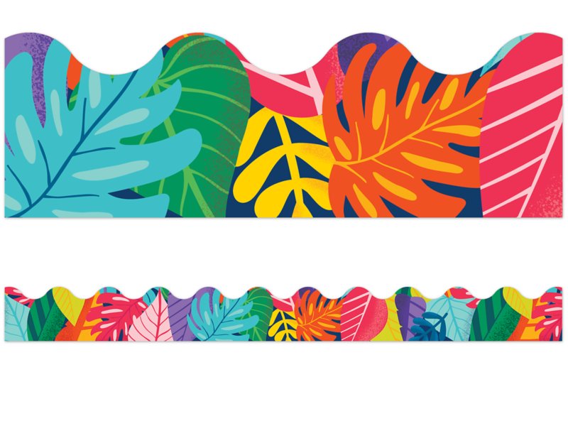One World Colorful Leaf Scalloped Border at Lakeshore Learning for Printable Bulletin Board Borders Free