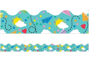 Happy Place Paper Airplane Scalloped Border
