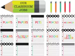 Black, White&nbsp;& Stylish Brights Classroom Jobs Bulletin Board Set