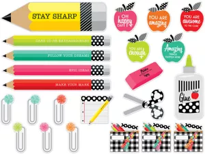 Black, White&nbsp;& Stylish Brights Motivational Bulletin Board Set