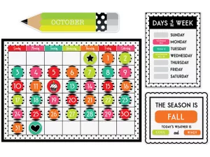 Black, White&nbsp;& Stylish Brights Calendar Bulletin Board Set