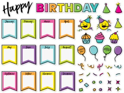 Kind Vibes Birthday Bulletin Board Set at Lakeshore Learning for Free Birthday Bulletin Board Printables