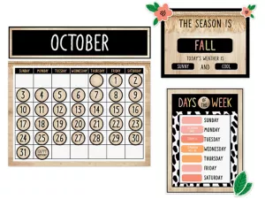 Simply Safari Calendar Bulletin Board Set