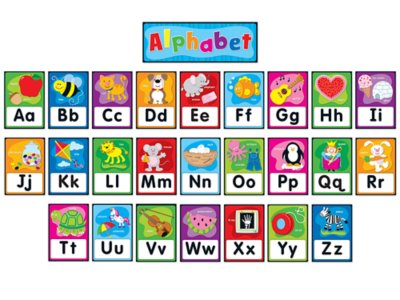 alphabet card self adhesive bulletin board set at lakeshore learning