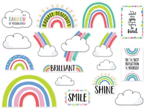 Rainbow Doodles Motivational Bulletin Board Set