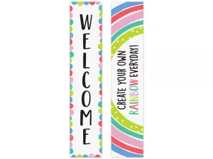 Rainbow Doodles Welcome Double-Sided Banner