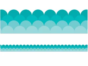 Painted Palette Turquoise Scalloped Border