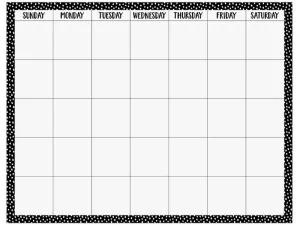 Black&nbsp;& White Messy Dot Classroom Calendar Poster