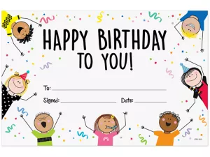 Stick Kids Birthday Certificates