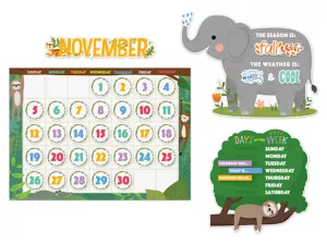 Jungle Friends Calendar Bulletin Board Set