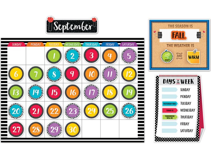 Chalkboard Brights Calendar Bulletin Board Set at Lakeshore Learning